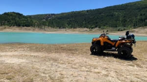 Quad with a nice background of lake